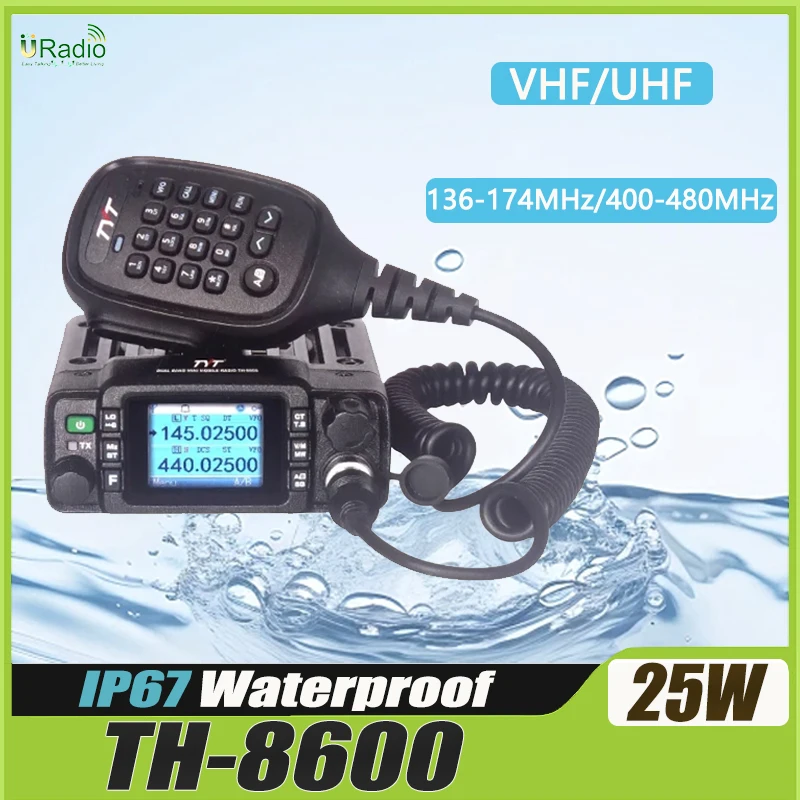 

Walkie Talkie TYT TH-8600 Cb Mini Car Radio IP67 Waterproof Dual Band 25W VHF 136-174Mhz UHF400-480Mhz Long Range Mobile Radios