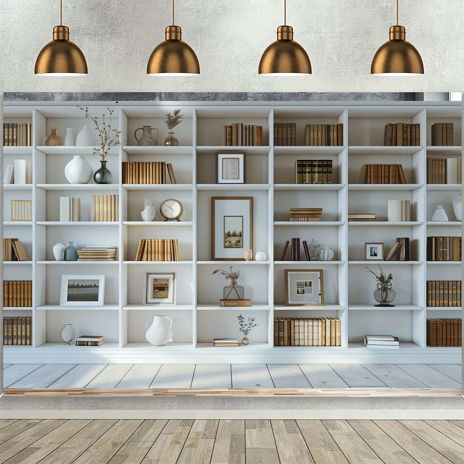 Home Office Zoom Background - 1pc White Bookshelf background Bookcase background