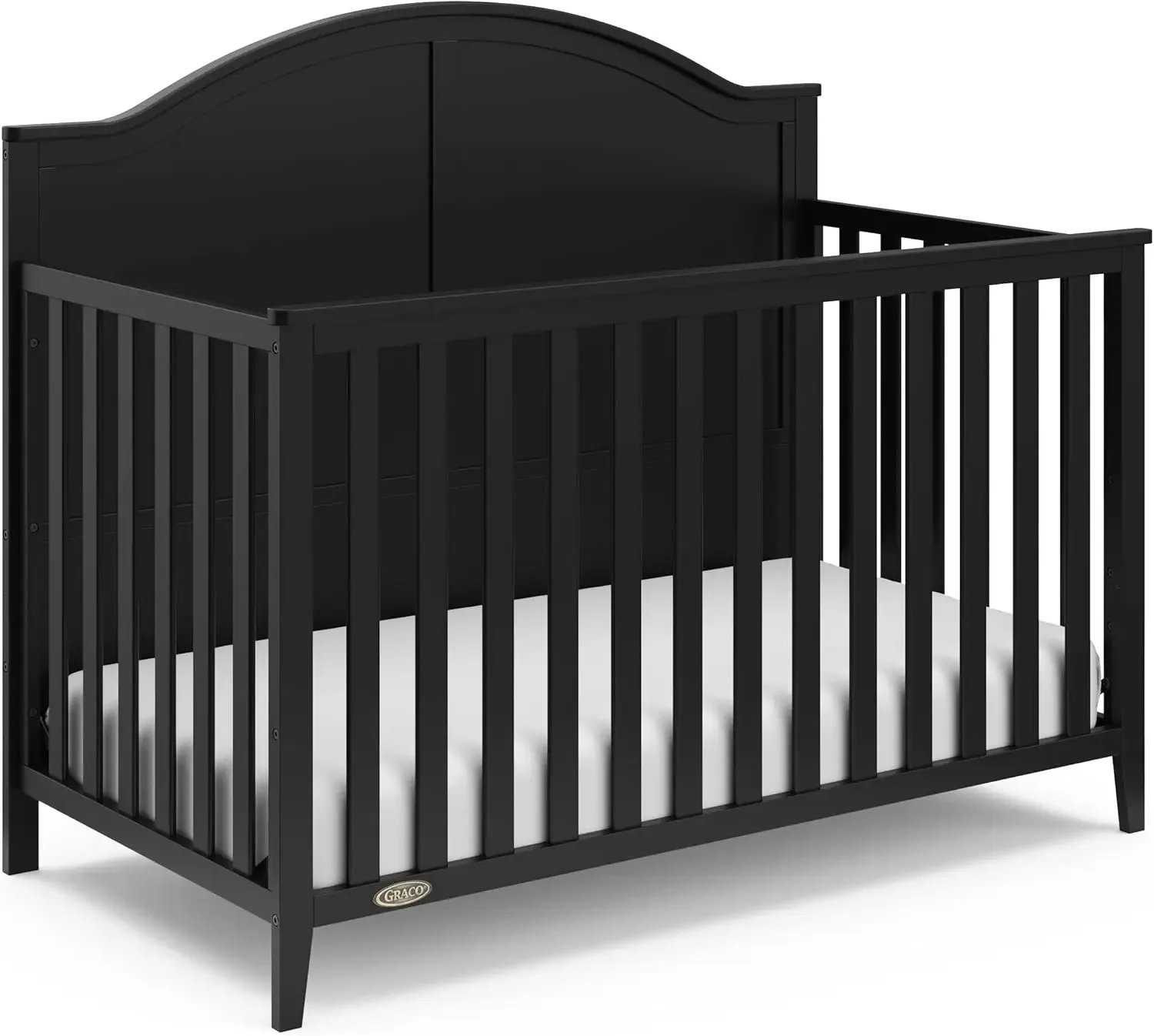 Graco Wilfred-cuna Convertible 5 en 1, color negro, con certificado de oro, se convierte en cama de niño pequeño y cama de tamaño completo