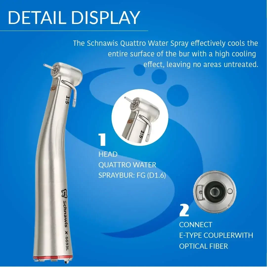 Dental 1:5 velocidade crescente handpiece contra ângulo fibra óptica handpiece irrigação externa implante de água instrumento dentista