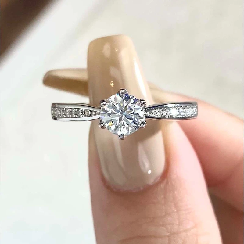 

GRA Real 0.5-1CT Moissanite Diamond Rings for Women Wedding Engagement 925 Sterling Silver Original Luxury Gemstone Fine Jewelry