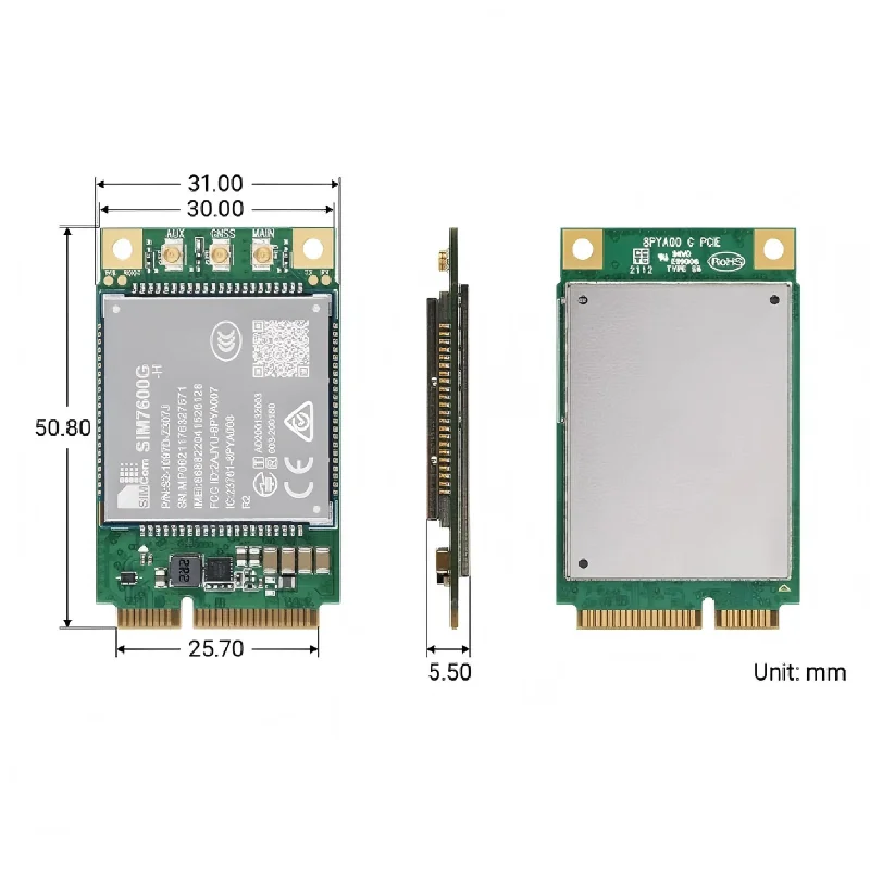 SIM7600G-H-PCIE Modulo Internet delle cose 4G con GNSS, LTE Cat-4 Global Connect SIMCom