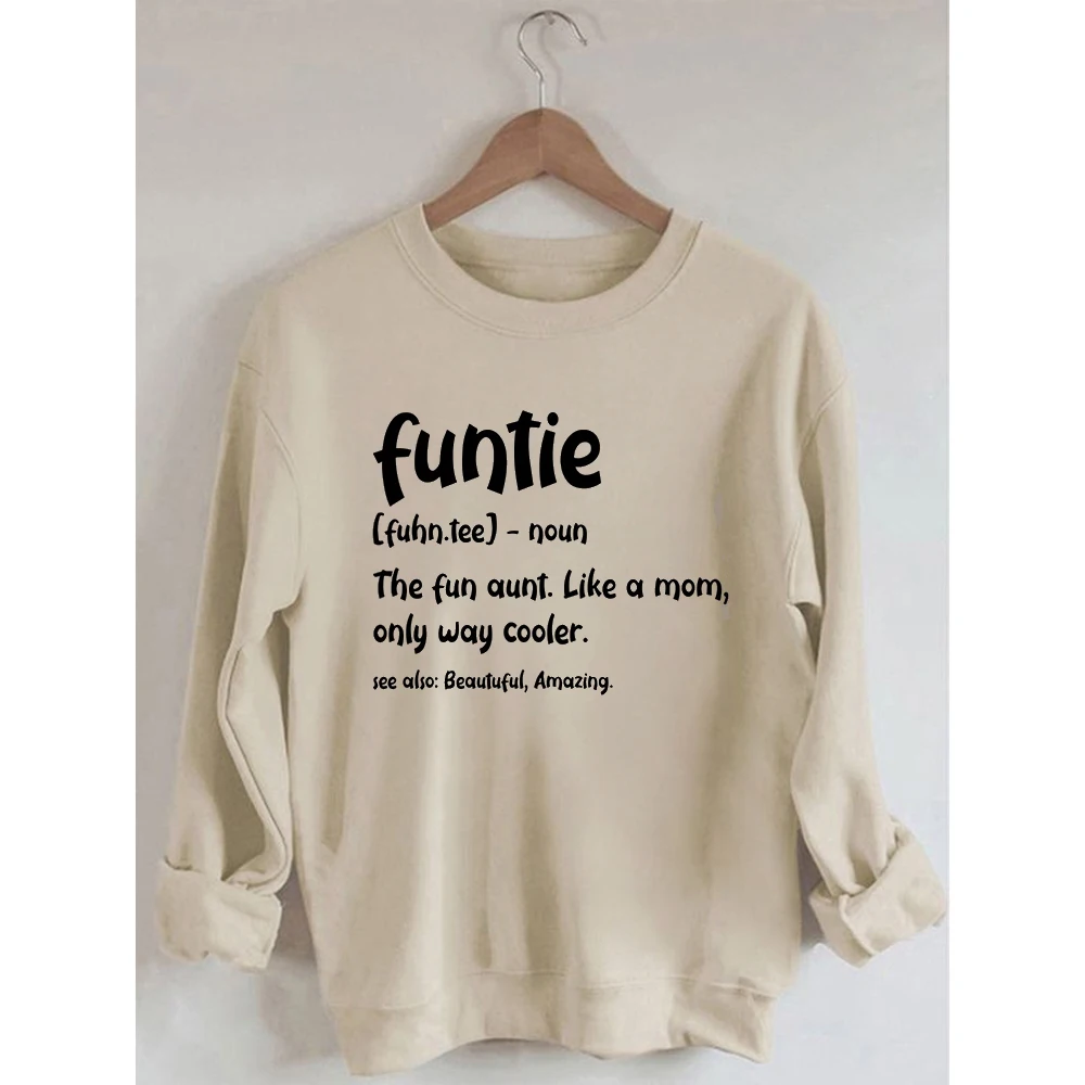 

Rheaclots Women's Funtie Aunt Printed Cotton Female Cute Long Sleeves Sweatshirt