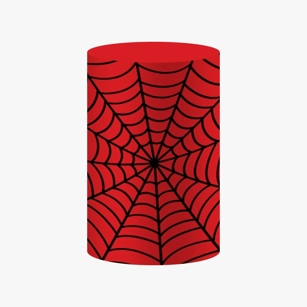 Comic Superhero Cylinder Cover Backdrop Birthday Decor City Building Boom Super Hero Elastic Cake Dessert Table Cover Background