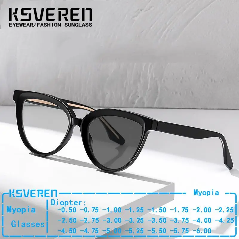 

Photochromic Myopia Glasses For Women High Quality Cat Eye Computer Shortsighted Eyeglasses 0 -0.5 To -6.0