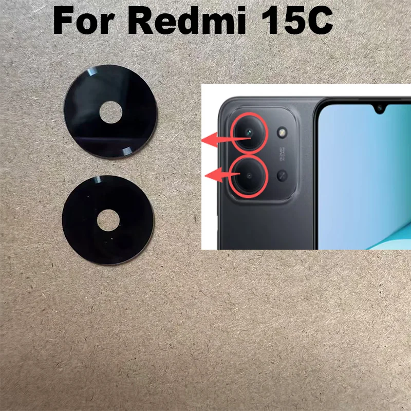 For Xiaomi Redmi 15C 4G Back Camera Lens Rear Glass With Glue Sticker Adhesive Replacment