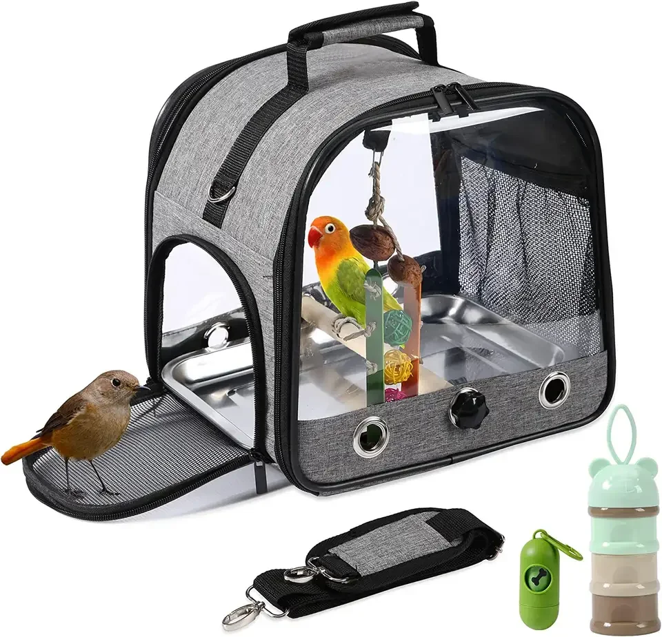 

OEM Breathable Travel Cage Bird Travel Backpack Portable Small Bird Carrier Bag