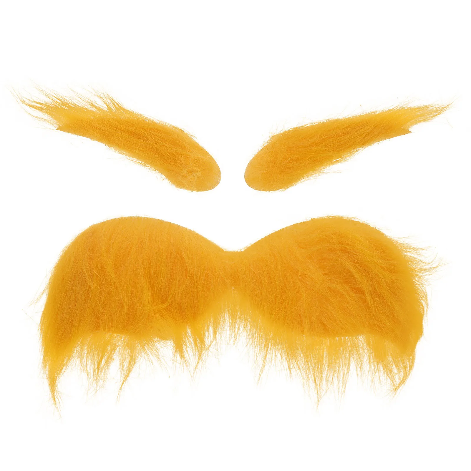 

1Set Yellow Faux Eyebrow and Beard Pair Breathable Long Wearing Design for Stage Show Halloween Festival Role Play Decoration