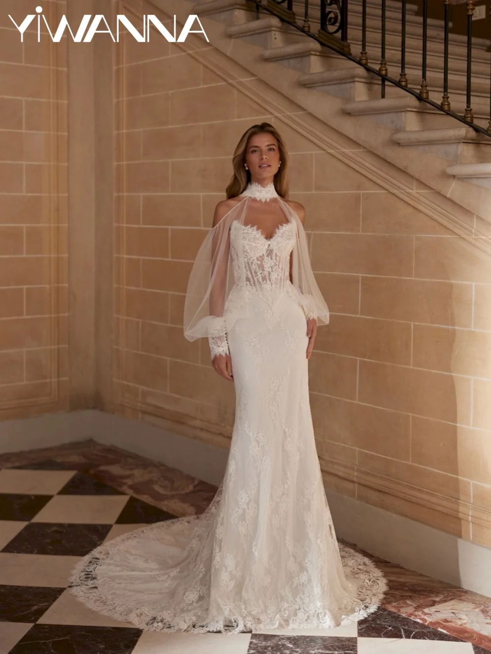 Detachable Sleeve Floral Lace Wedding Dress Glitter Beaded Mermaid Long Bridal Gown Customized Charming Dresses For Bride