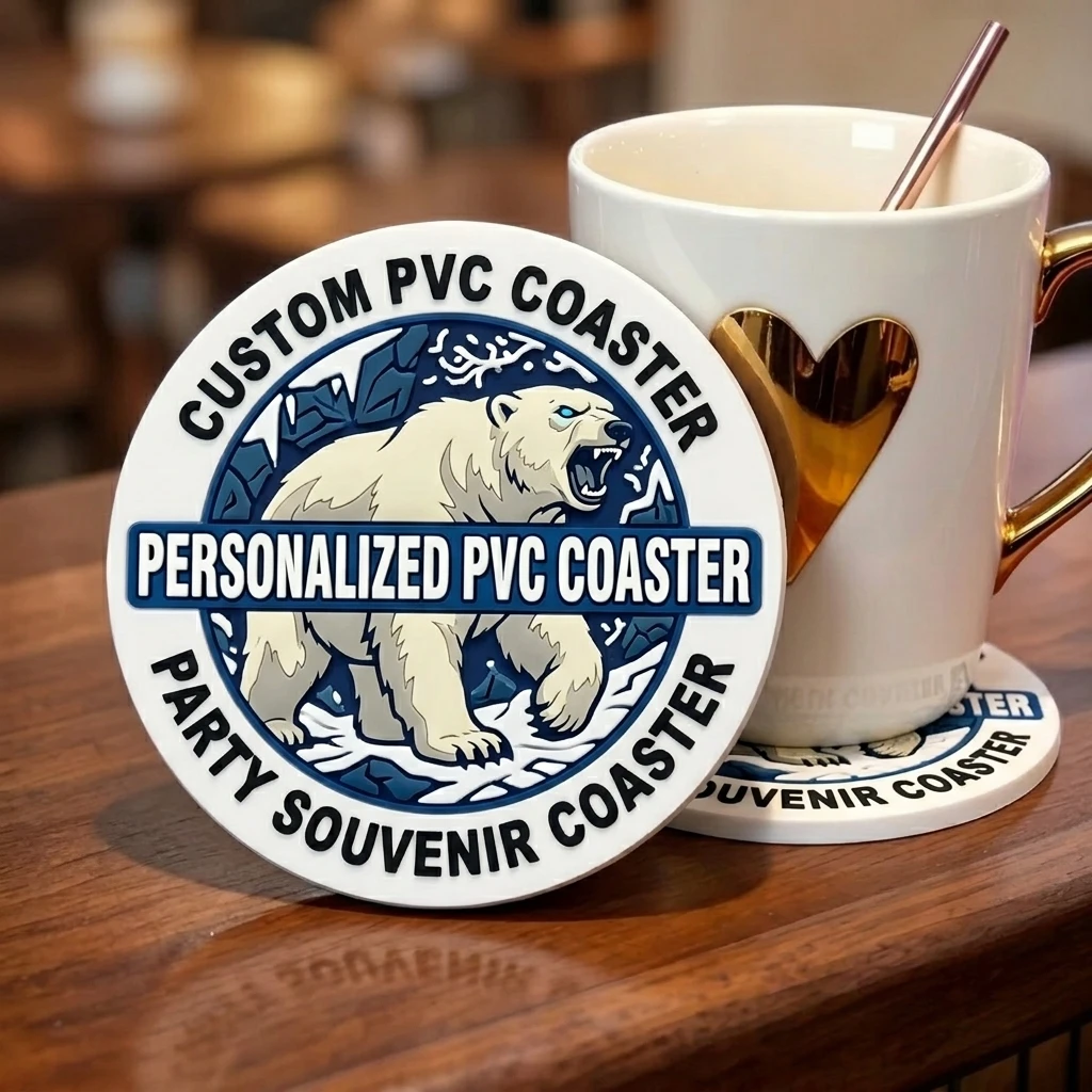 Wholesale Customized Logo Round Soft PVC Silicone Coaster Non‑slip Cup Pad Kitchen Household Decoration