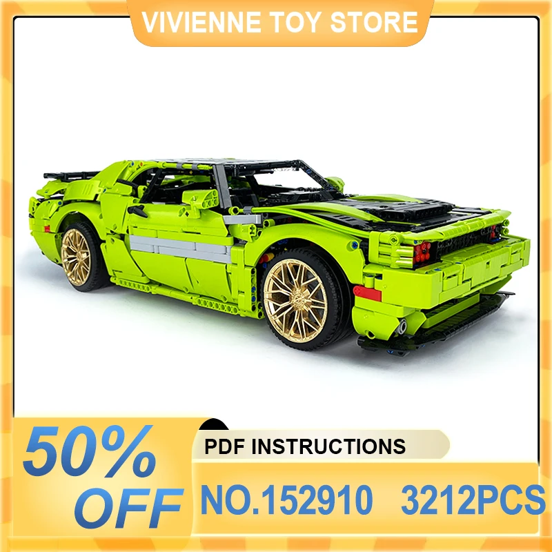 New MOC-152910 Green Challenger 2008 Supercar Assembly Building Blocks Bricks DIY Puzzle Educational Toy Christmas Gfit For Kids