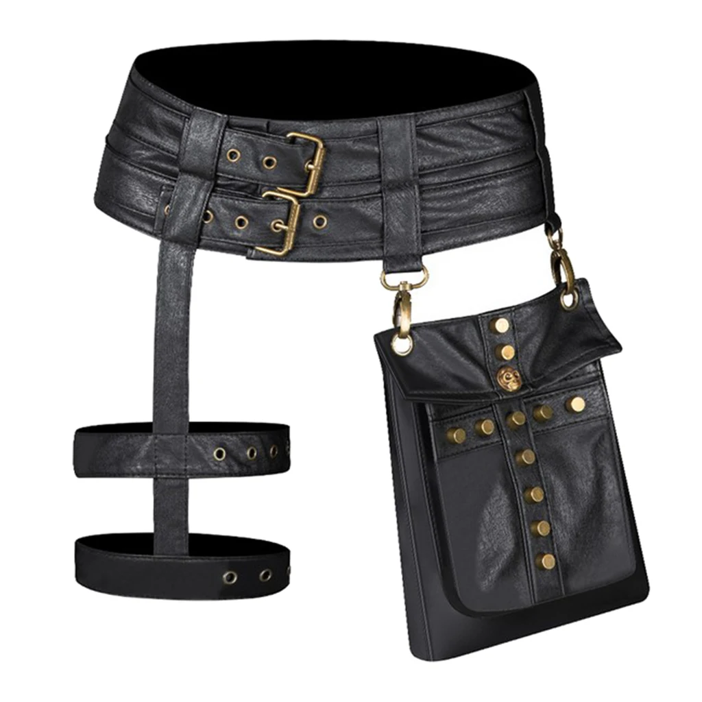 Unisex PU Leather Waist Fanny Punk Rock Motorcycle Washable