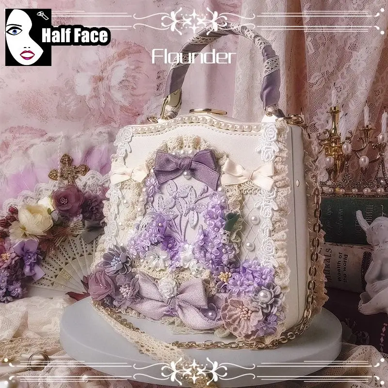 Bolso cruzado con cadena para mujer, bolsa de un hombro con flores verdes, perlas de matrimonio, diseño avanzado, Harajuku, gótico, Punk, Y2K