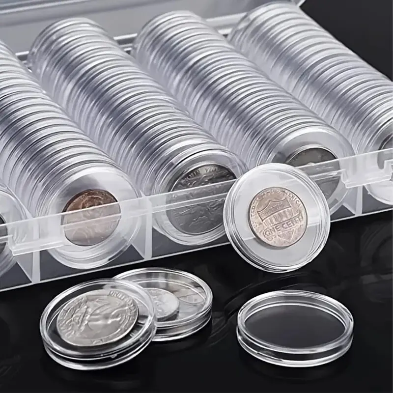 Coin Capsules Round Plastic Coin Collection Box Coin Storage Box Coin Protection Box Christmas, Halloween, Thanksgiving Gift