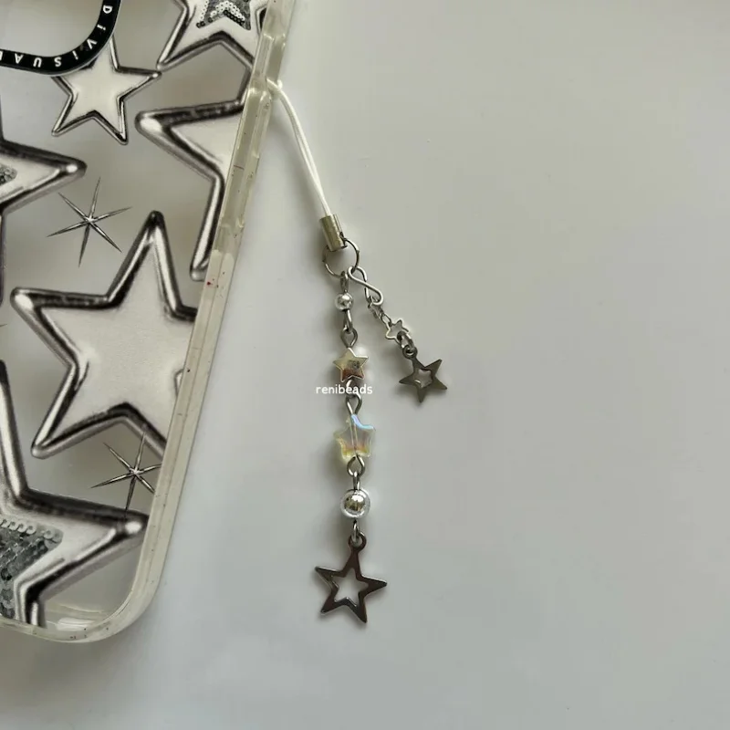 Star shaped bead exquisite mobile phone pendant Y2K handmade keychain as a gift to her