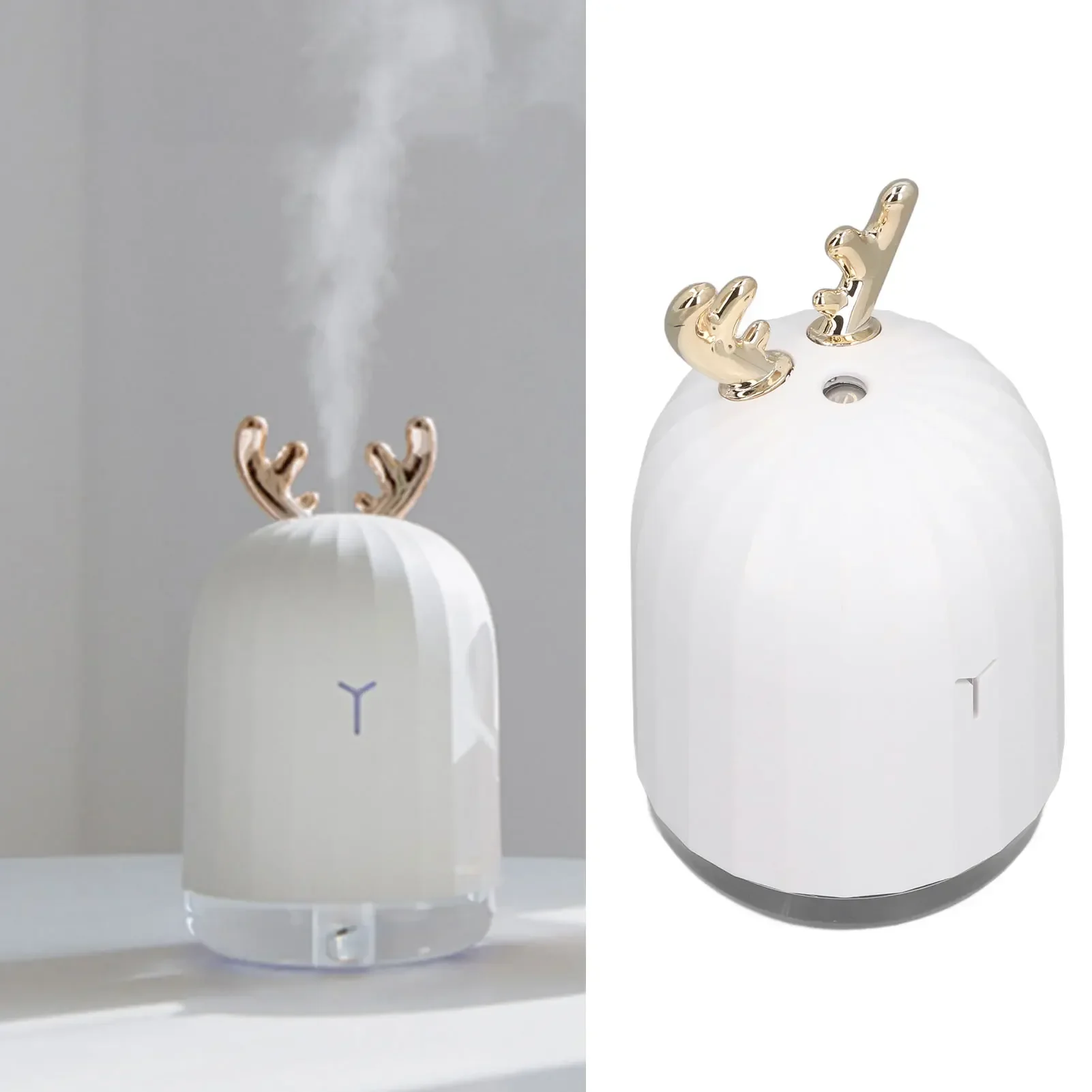 Cute Deer Shape Cool Mist Humidifier, Portable Small Desktop Air Humidifier with Color Changing LED Lights, Auto Shut Off & Ultra Quiet Operation, USB Personal Humidifier for Bedroom Sleep, Office Desk, Home Decor