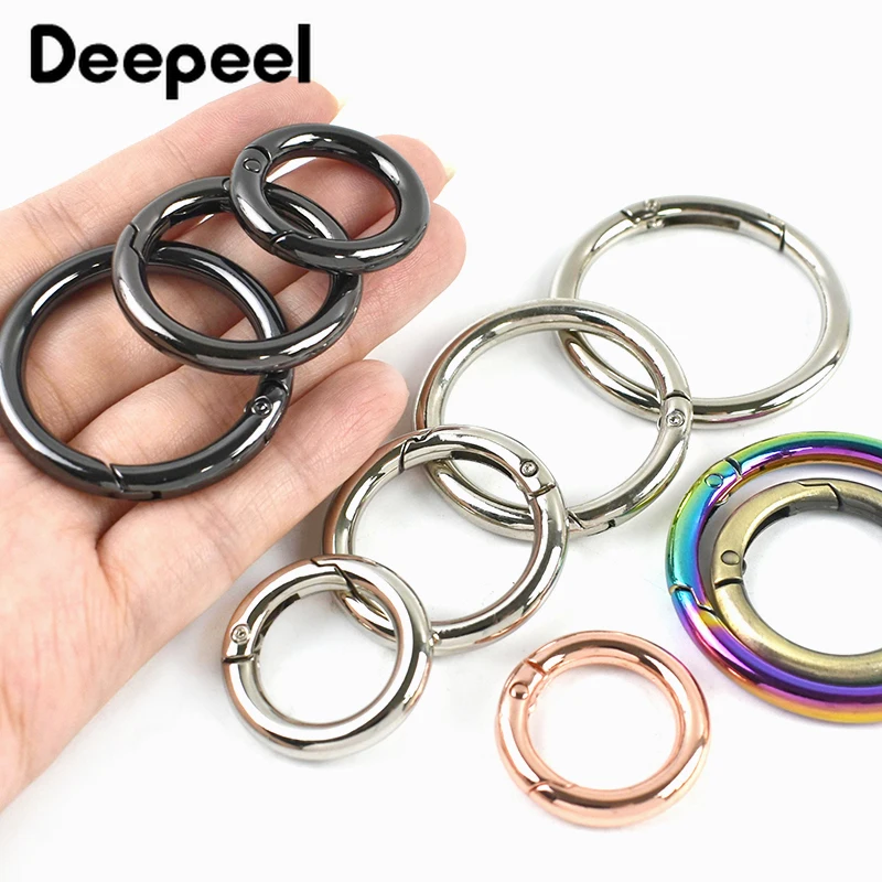 

10Pcs 10-50mm Spring O Ring for Keychain Openable Round Loops Clasp Metal Buckles Snap Hook Carabiner Clips DIY Bag Accessories
