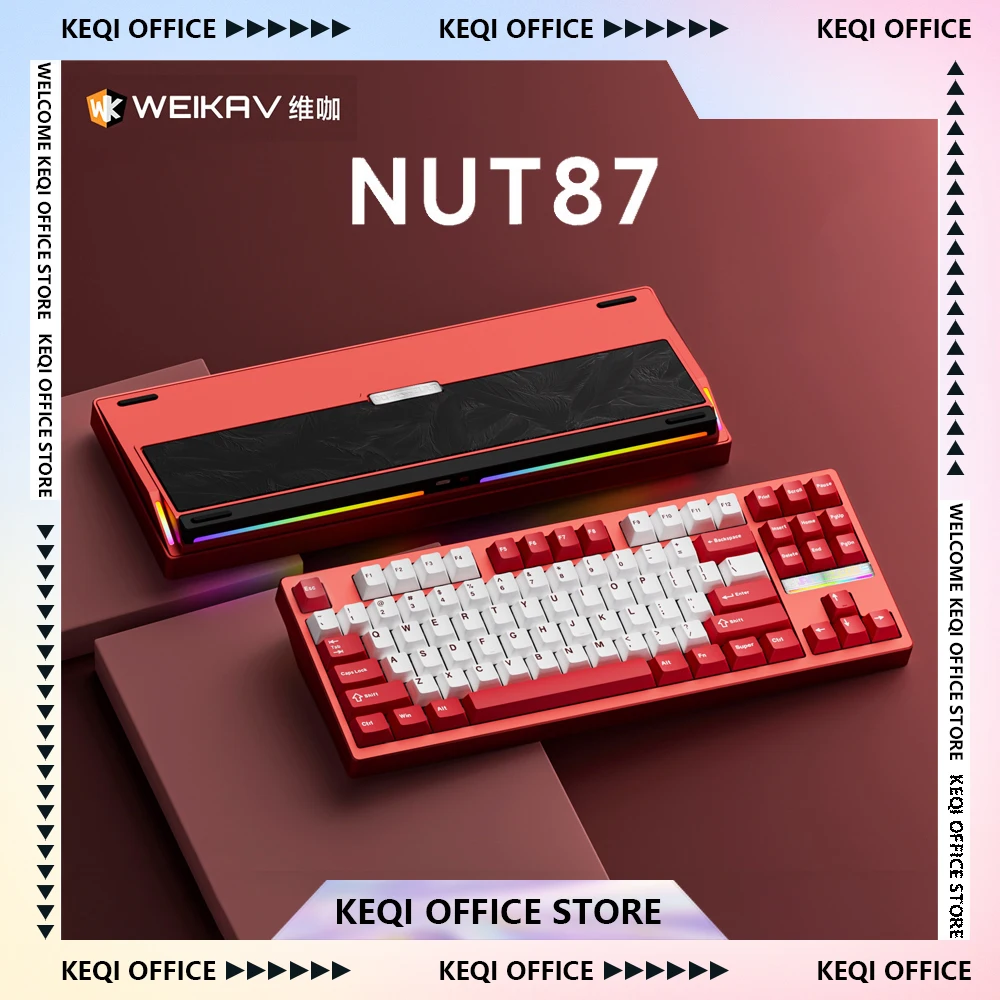 Weikav NUT87 Gaming Mechanical Keyboard Aluminum CNC Dual 8K Three-mode Bluetooth Wireless E-sports Keyboard PC Gamer Gifts
