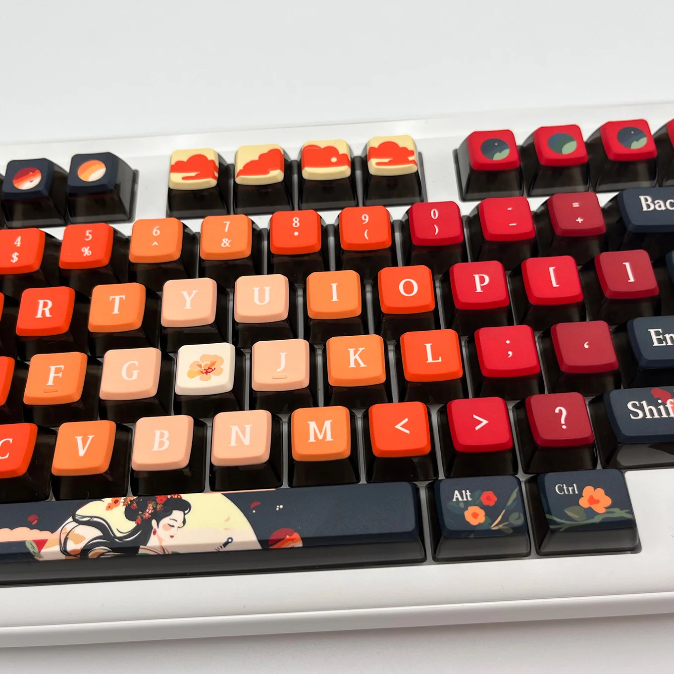 Keycap-Double cuir transparent PBT, sublimation à cinq côtés, MDA, 68, 75, 87/98