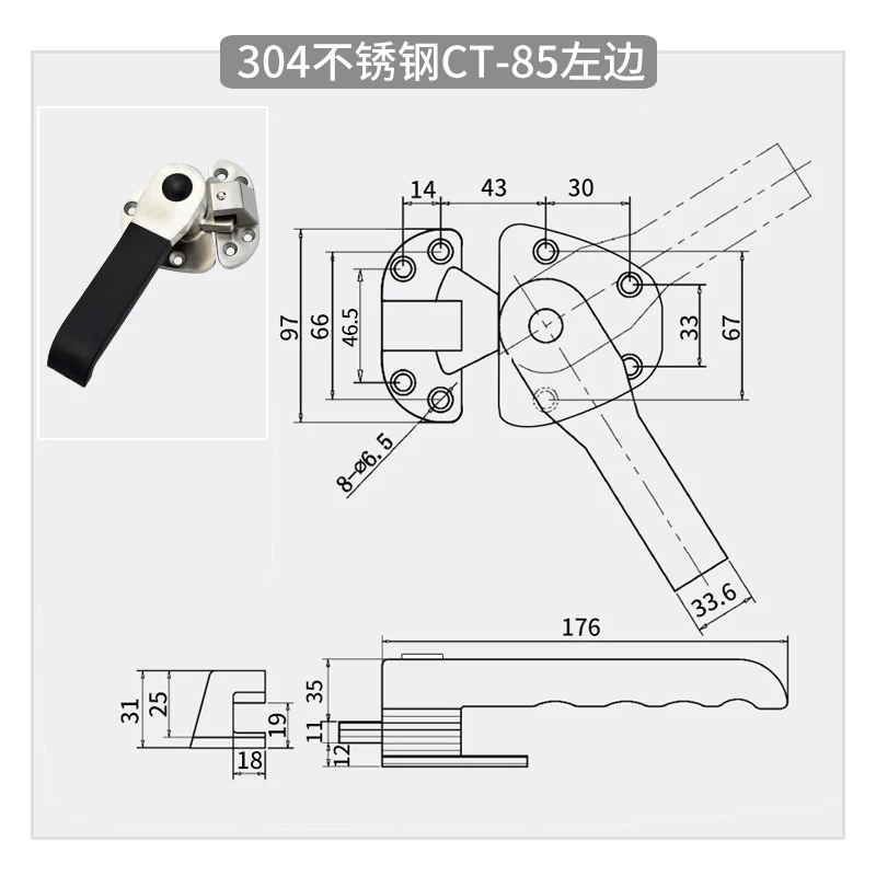 304 Edelstahl-Präzisionsguss-Rotations-Türgriff mit fest verschließendem Mechanismus für Maschinenbau und Anlagenbau, Dichtungs-Türschlösser – Detail 7