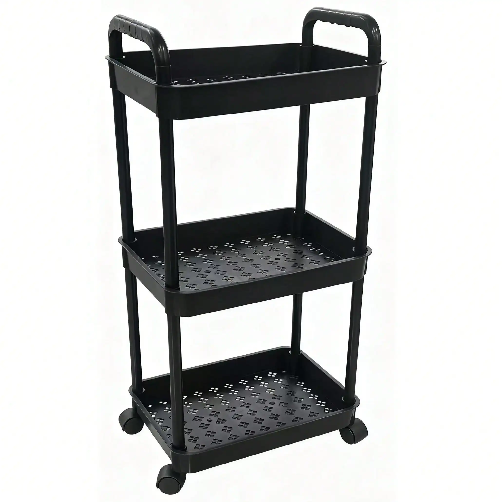 Slim Rolling Storage Cart, 3 Tier Bathroom Storage Organizer Laundry Room Utility Cart Mobile Shelving Unit, Multi-Purpose For Kitchen Office Bathroom Laundry Narrow Places