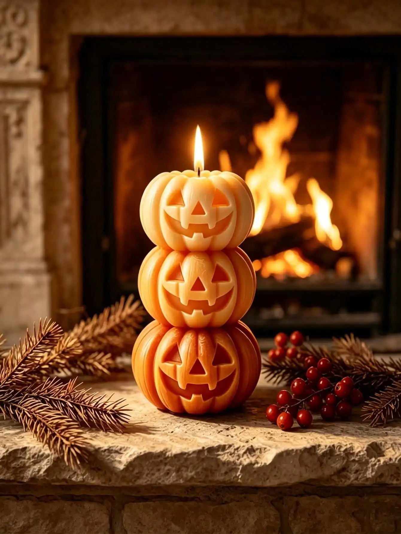 1pc Halloween 3-Layer Pumpkin Shaped Candle, Pumpkin Design - Scented - Smokeless, Long Lasting Fragrance, Suitable For Home Decor, Perfect For Bedroom Environment And DIY Gifts. Suitable For Home Decor, Fireplace, Living Room,sh260721174917036172797