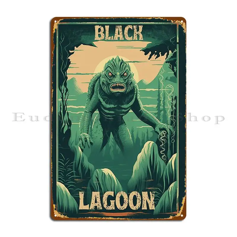 Vintage Creature From The Black Lagoon Metal Sign Wall Decor Cave Wall Mural Party Character Tin Sign Poster