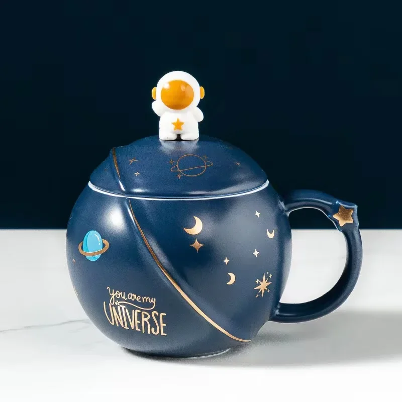 

400ML Creative Cute Space Solar System Ceramic Coffee Cup Double Layer Glass Cartoon Milk Glass Boys Gift Mug Christmas Gift