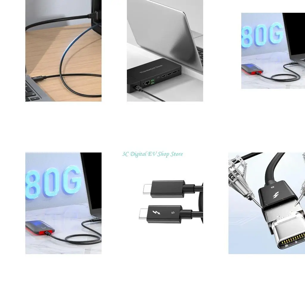 E74D Thunderbolt5 Data Cable 120Gbps Fast Speed Transfer Supports 8K 60Hz Double Screen Expansion and Up to 540Hz Rate
