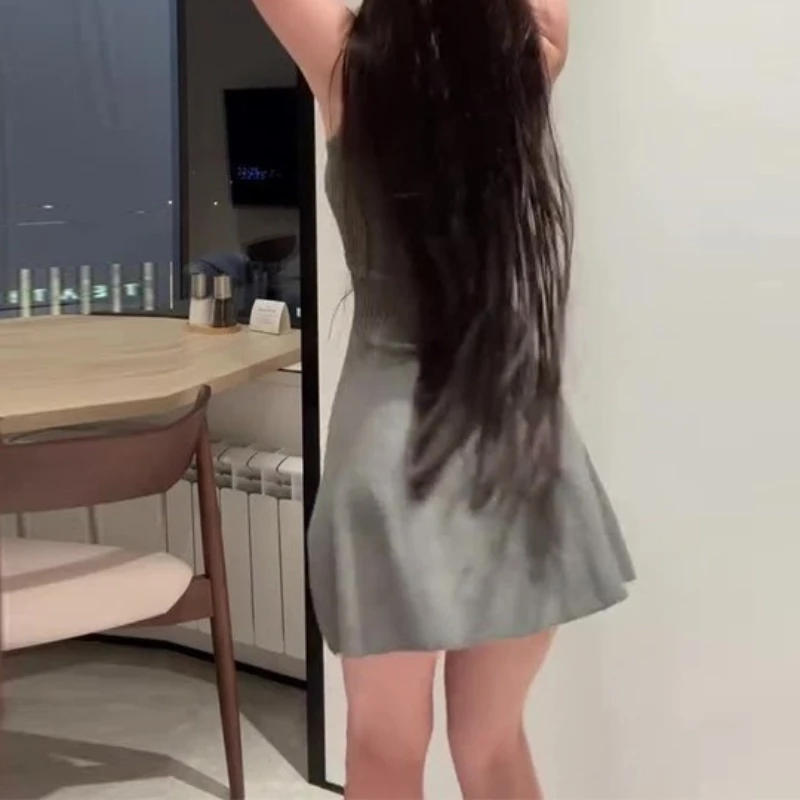 2025年春秋 ノースリーブ スリム シンプル レディース ニットワンピース