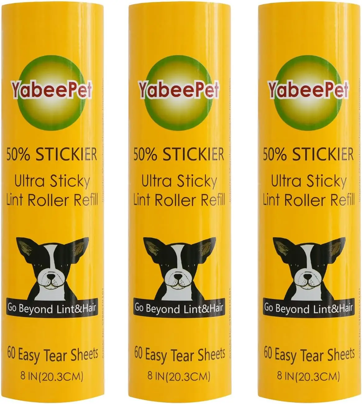 

8 Inch Large Lint Roller Refill, 3 Pack, 180 Sheets, Extra Sticky for Pet Hair, Lint & Dust