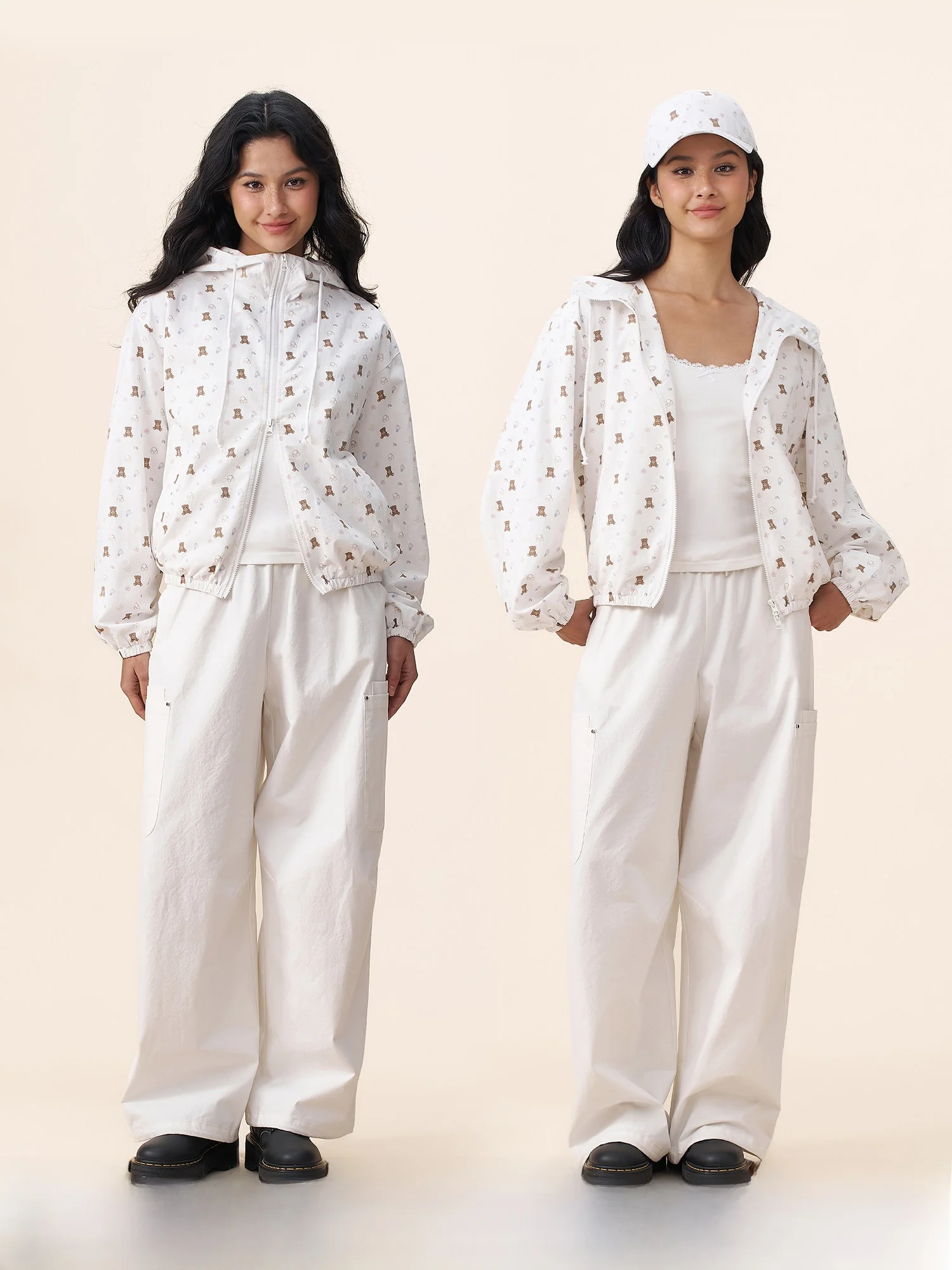 

Женская толстовка Yescci с принтом «Музыкальный медведь», с длинными рукавами, весна-осень, новый стиль, студенческая, 100% хлопок, свободный крой, на молнии