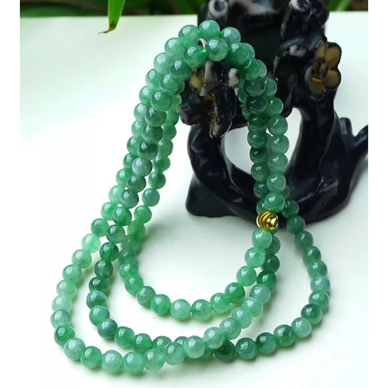 

Factory Direct Wholesale Natural Myanmar a Delicate Women's Full Green Jade Necklace