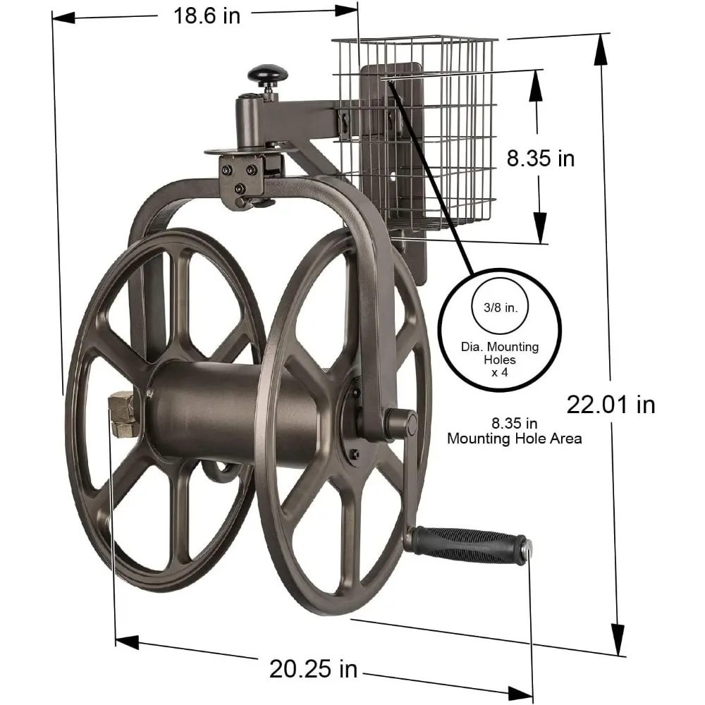 Watering Equipment/ 712 Single Arm Navigator Multi-Directional Garden Hose Reel, Holds 125-Feet of, 5/8-Inch, Bronze,Easy to use image 2