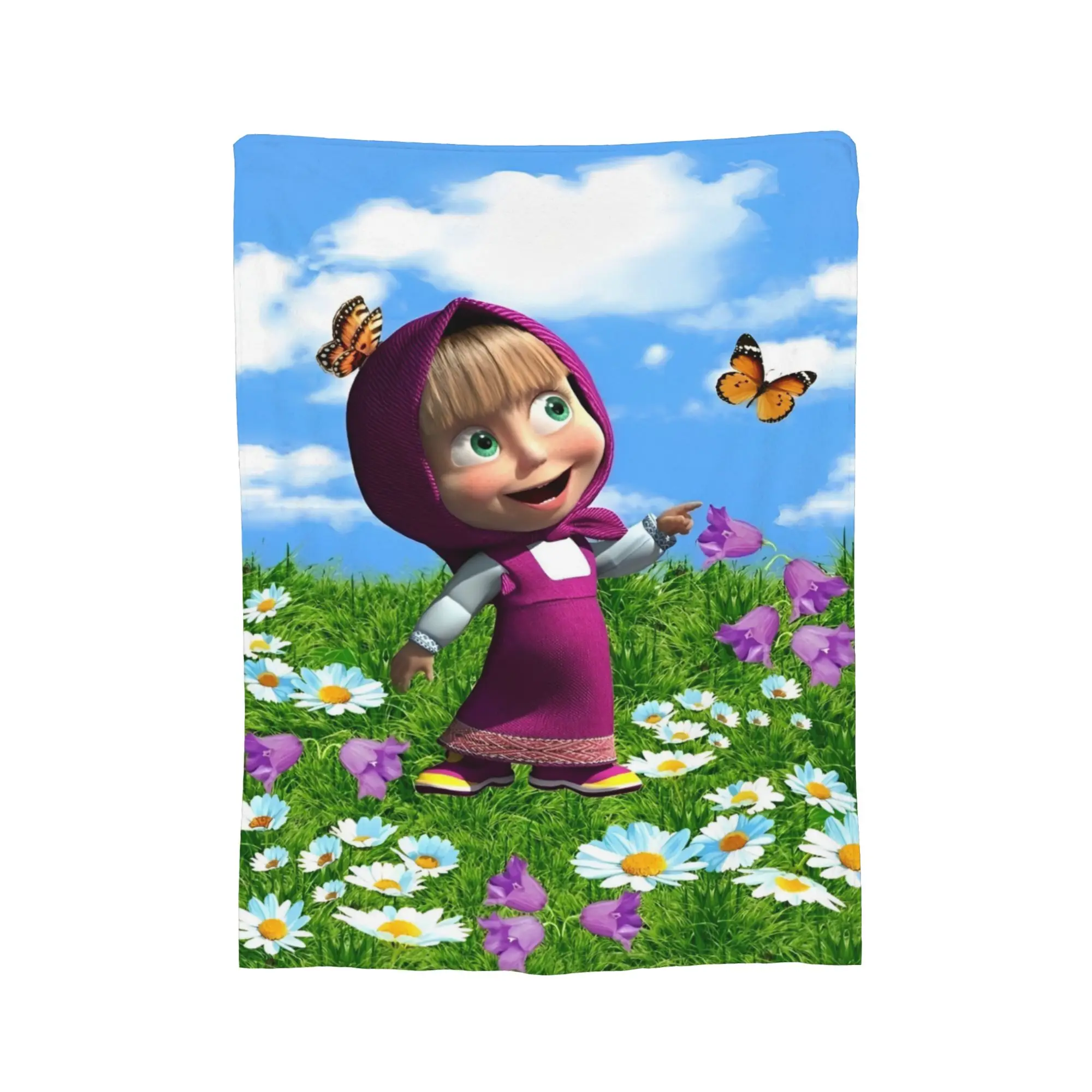 M-Mashas and B-Bears Butterfly Field Blanket  Super Warm Plush Bedding Throws For Boy Girl Couch Bed Flannel Bedspread Bed Cover