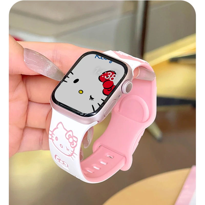 حزام طباعة محفور لساعة أبل باند 49 ملم 46 45 44 42 41 40 38 ملم سوار سيليكون كارتوني iWatch Series 10 9 8 7 se 6 5 4 #4