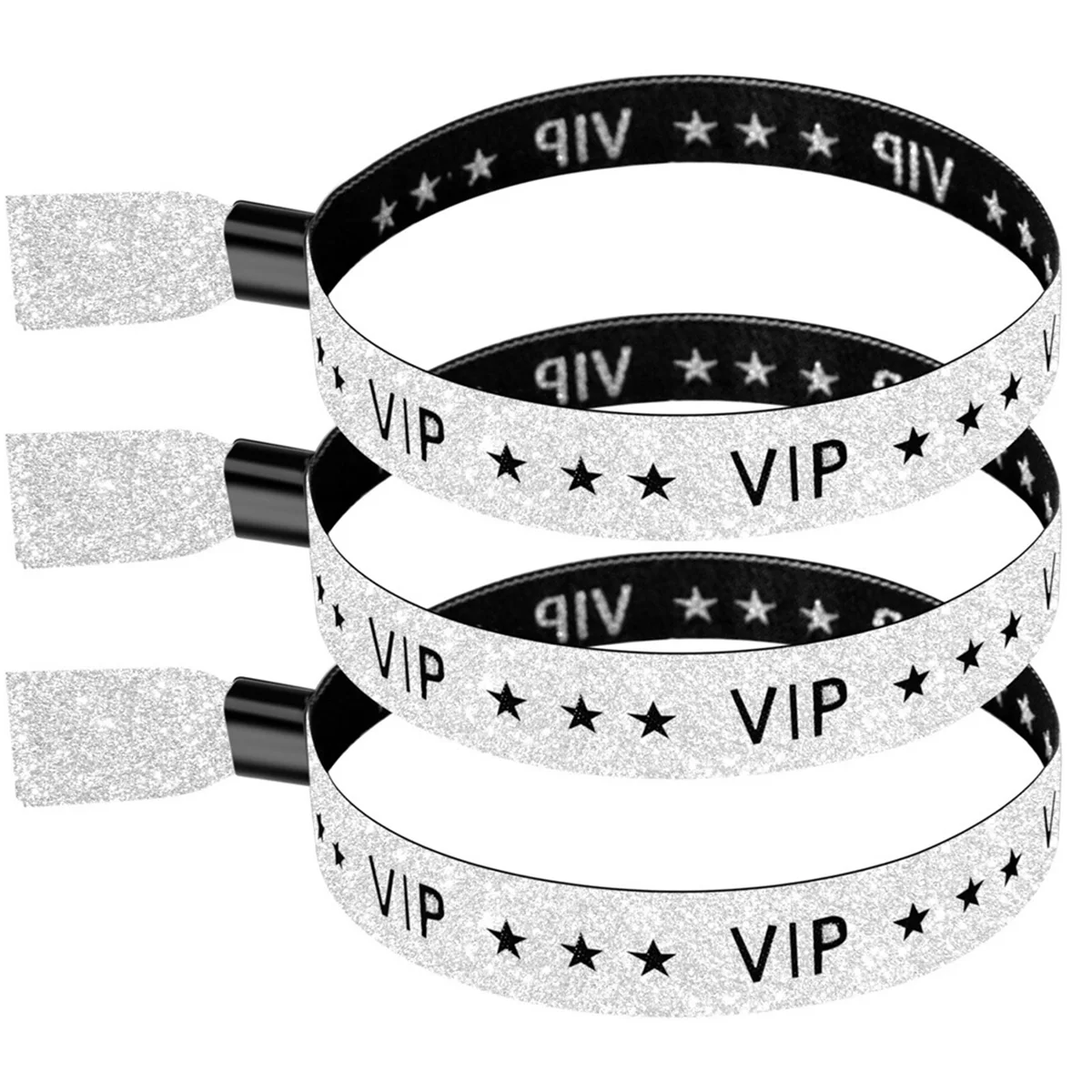 

100 упаковок VIP-браслетов из ткани, однотонные тканевые браслеты, цветные браслеты для занятий спортом, вечеринок (серебро) - АБС-пластик)