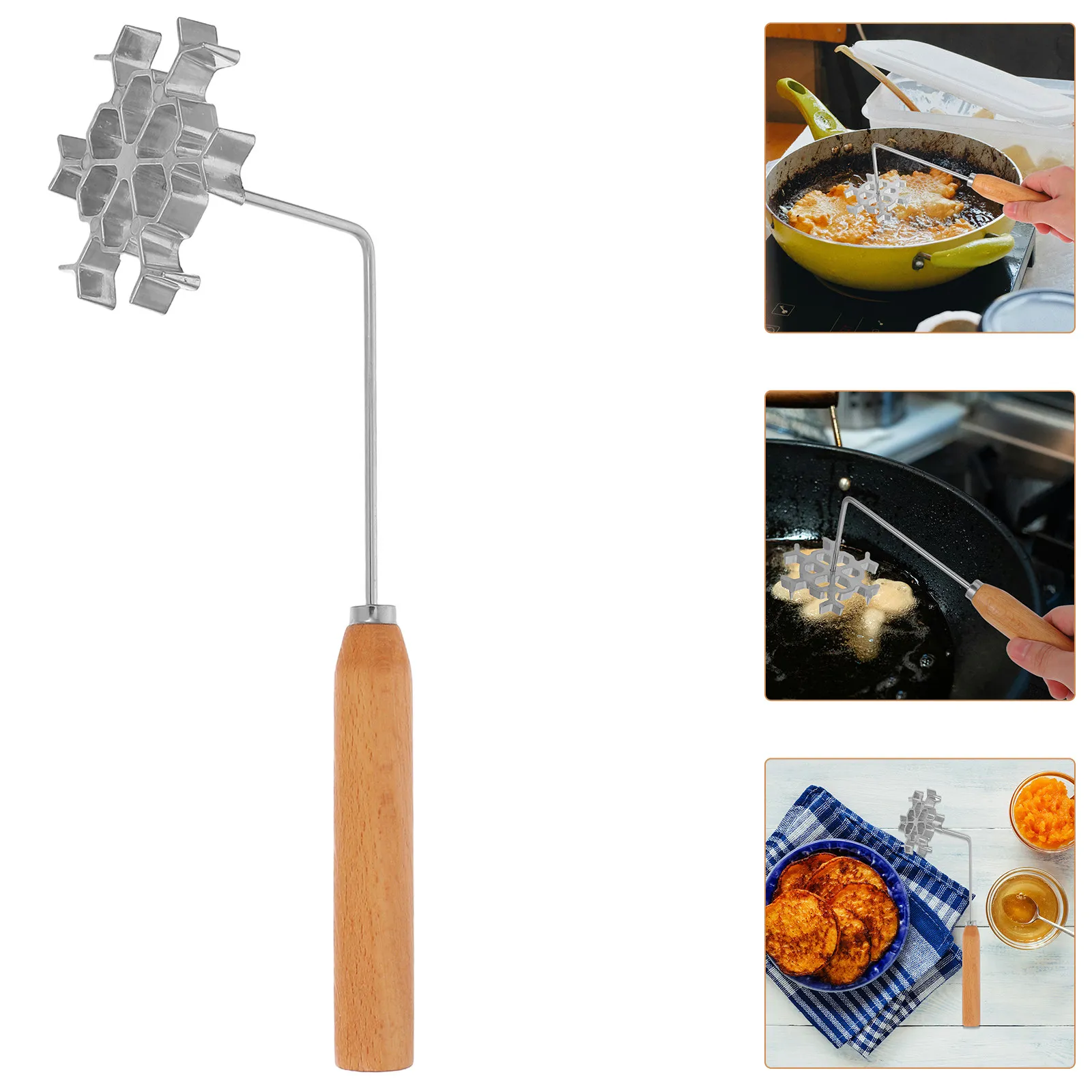 1Set Hollow Snowflake Deep Frying Mold Metal Timbale Maker for Shrimp Cakes Radish Fritters Pancakes Pastries Cooking Tool