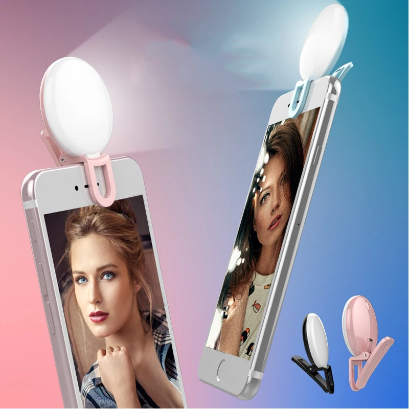 Smartphone Light โทรศัพท์มือถือ Selfie แหวนเลนส์3ระดับความสว่างแบบพกพาการชาร์จเติมหลอดไฟ Clip-On สำหรับ iphone Samsung