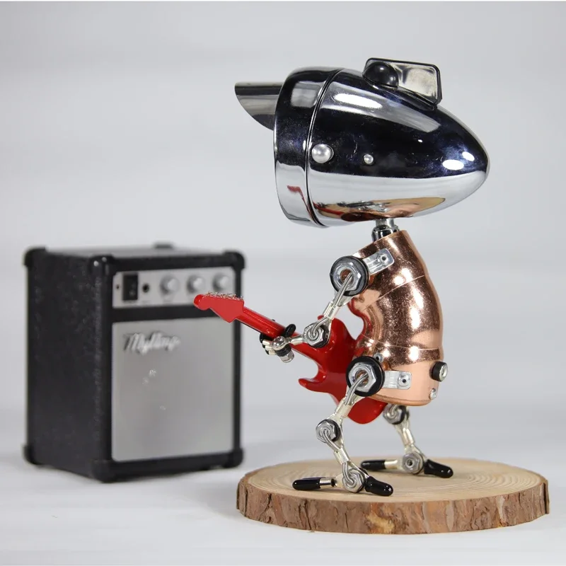 Industrial style steam punk handmade robot table lamp meditation ornament decorative guitar cello violin musical instrument