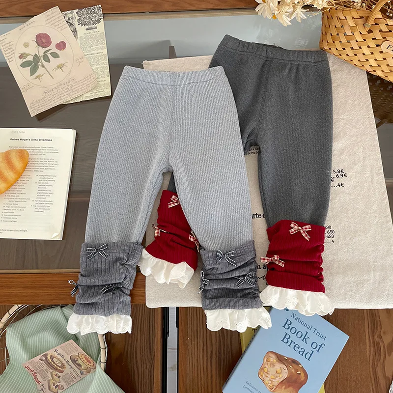 

Girls' Fleece Leggings 2025 Autumn and Winter New Fleece Leggings Fashion Casual Baby Girls Pants