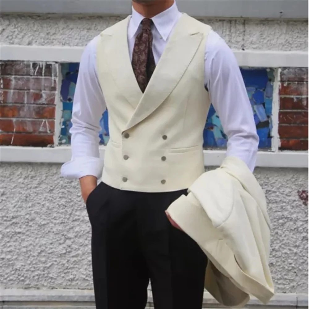 Fashion Men's Waistcoat Formal Dress Suit For Wedding Dress Tailor-made Slim Fit Double-Breasted Vest Colete Masculino 남자조끼