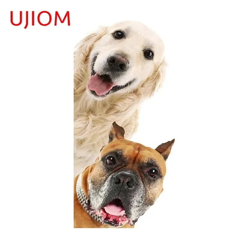 UJIOM Interesting Dog Half Golden Retriever Wall Stickers Creativite Graffiti Refrigerator Commodes Cozinha Decal Home Decor