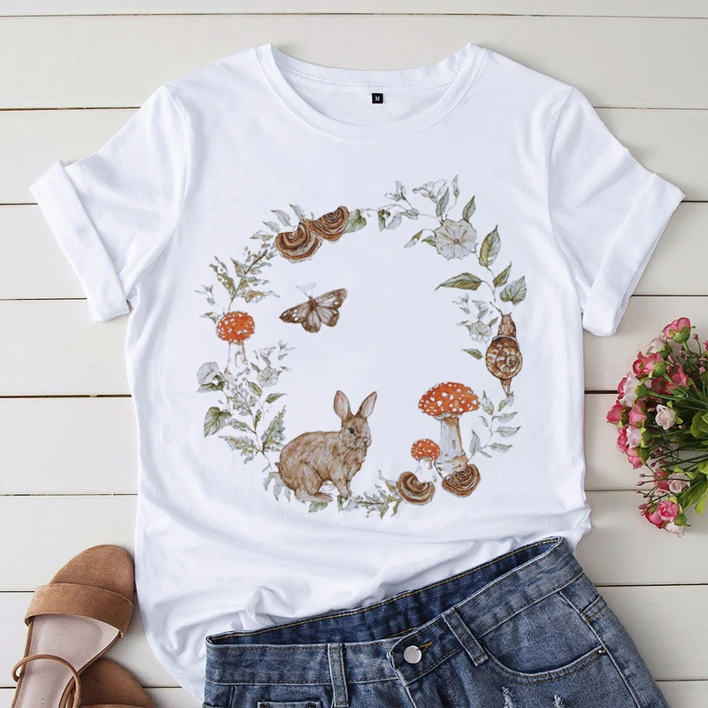 Women Clothes Cartoon Cute Birds Ladies 90s Style Summer Print Fashion Short Sleeve Tshirt Female Tee Top Graphic T-shirt