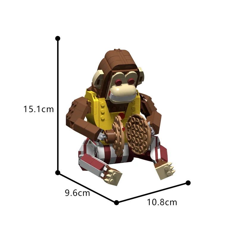 MOC-Monkey Model Building Blocks, macaco bonito com instrumento, brinquedo de montagem, DIY, educação criativa, presente das crianças, ornamento, pratos