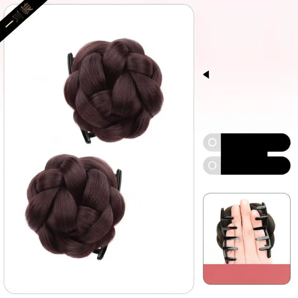 Fashion Double Bun Claw Hairpiece Extension Natural Fluffy Messy Updo For Daily Hairstyle Heat Resistant Material