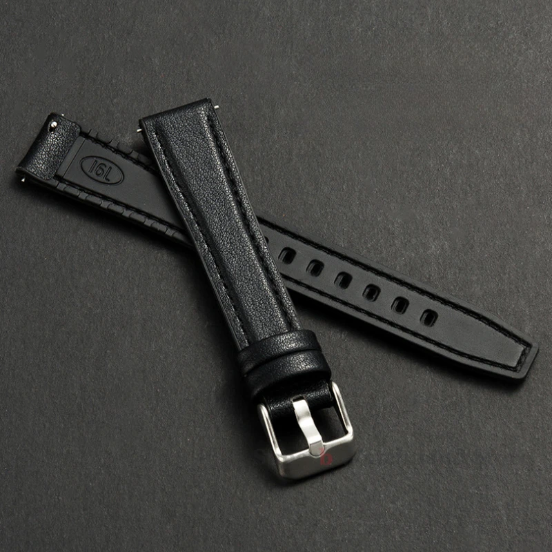 10/12/14/16 мм быстросъемный ремешок для часов из натуральной кожи, мягкий кожаный браслет, силиконовый ремешок, мужской деловой универсальный ремешок для часов