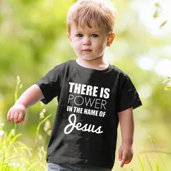 There Is Power In The Name of Jesus Kids Girls Boys Short Sleeve T-shirt Shirt Children Summer Clothing Tops Clothes Casual Tees