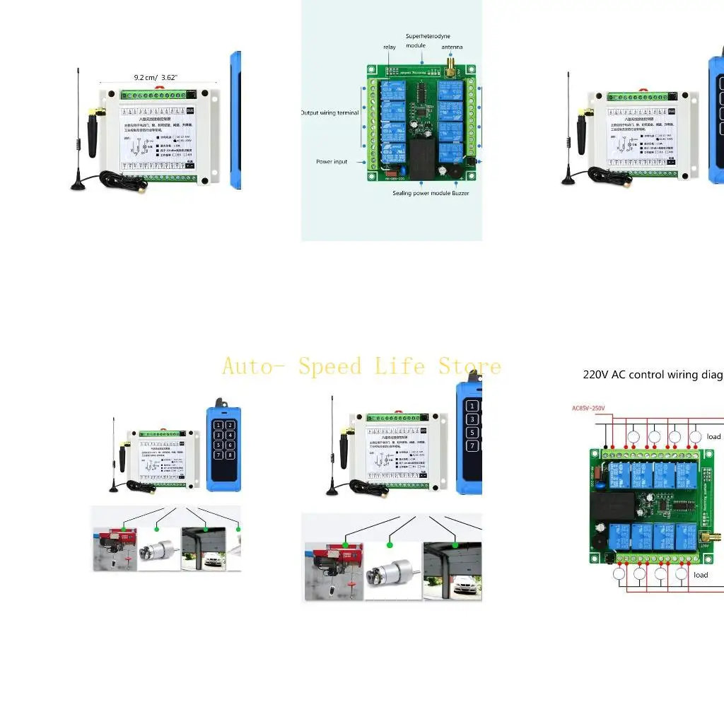 02DA 8way Wireless Remote Switch Industrial Wireless Remote Control 315MHZ/433MHZ Water Motor Wireless Remote Switch