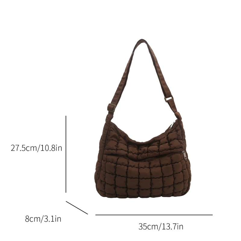 2025 New Quilted Puffer Shoulder Bag for Women Large Capacity Tote Sling Bag Fashion Casual Crossbody Satchel Bag Female Handbag